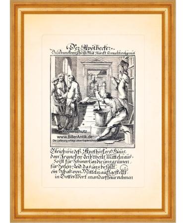Biller Antik Der Apotheker Pharmacy Medizin Arznei Copper Engraving Christoph Weigel Berufe 006