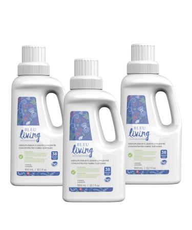 Bleu Lavande - 3-Pack Natural Fabric Softener  Concentrated Lavender Liquid Softener - Biodegradable, Eco-friendly, Hypoallergenic - Chloride & Phosphate-free - Aromatherapy - (38 loads-950 ml)x3