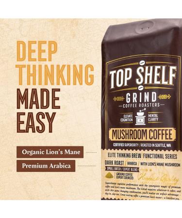 Organic Lions Mane Mushroom Coffee Ground Dark Roast for Focus & Memory Boost - Buy Online on GoSupps.com