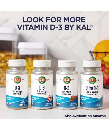 KAL Ultra Vitamin D3 250 mcg (10000 IU) High Potency Vitamin D Calcium Absorption Bone Health and Immune Support Supplement Instant Dissolve Unflavored ActivMelt 90 Servings 90 Micro Tablets - Buy Online on GoSupps.com
