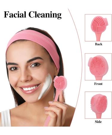 Buy Silicone Face Brush Set - 2 Pcs Double Headed Exfoliator for Skincare & Makeup Removal | Skin Friendly Cleansing Brush (Green Pink) - International Shipping - Buy Online on GoSupps.com