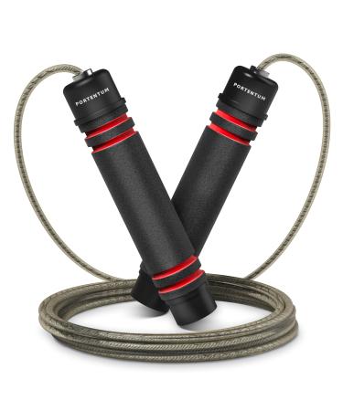 Portum jumping rope adult fitness speed rope adjustable with skin -friendly foam handles length adjustable slipproof and ideal for fitness & endurance suitable for children and adults red
