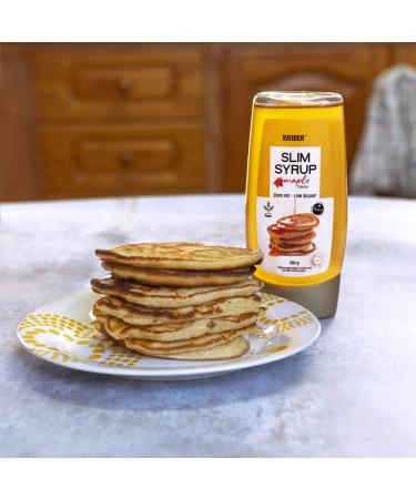 Weider Slim Syrup Maple. Maple Flavoured Syrup. for Delicious Recipes. Pancake Syrup. 100% Vegan. 0% Fat. Low in Calories. No Added Sugar. 350 g. - Buy Online on GoSupps.com