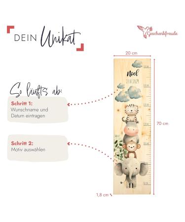 Personalized Children's Yardstick 80-140 cm - Animal Decoration for Kids' Room | Perfect Birth Gift in Africa - Buy Online on GoSupps.com