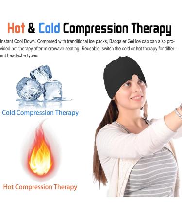 Baogaier Migraine Mask - Reversible Cooling Gel Cap for Headache Relief Stress Relief and Eye Comfort | Reusable Black Cooling Hat - Buy Online on GoSupps.com