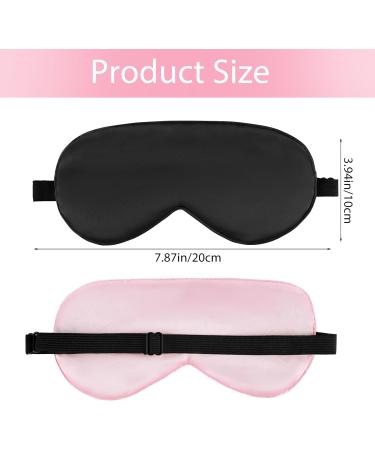Silky Sleep Masks 2 Pcs Set | Soft Satin Eye Covers for Men & Women | Adjustable Blackout Blindfold for Travel & Meditation (Black & Pink - Buy Online on GoSupps.com