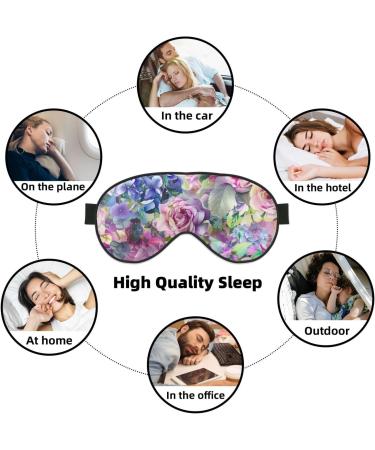Watercolor Hydrangea Rose Sleep Mask for Men & Women | Soft Adjustable Eye Covers for Travel & Sleep | Aesthetic Blackout Mask - Buy Online on GoSupps.com
