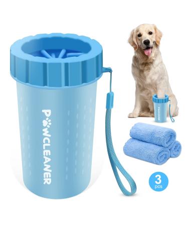 Dog Paw Cleaner, Dog Paw Washer, Paw Buddy Muddy Paw Cleaner, Pet Foot Cleaner for Small Medium Large Breed Dogs/Cats (with 3 absorbent towel) Blue
