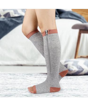 Clicitina Zippered Knee High Open Toe Walking & Running Boots DS756 | Grey L - Best International Shipping - Buy Online on GoSupps.com