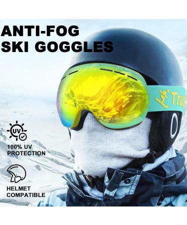 Trusiel Ski Goggles for Men & Women - Anti-Fog OTG UV400 Protection Helmet-Compatible - Green - Buy Online on GoSupps.com
