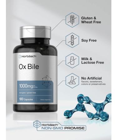 Horb ach Ox Bile Supplement | 1000mg | 100 Capsules | Digestive Enzymes Supplement | Non-GMO & Gluten Free - Buy Online on GoSupps.com