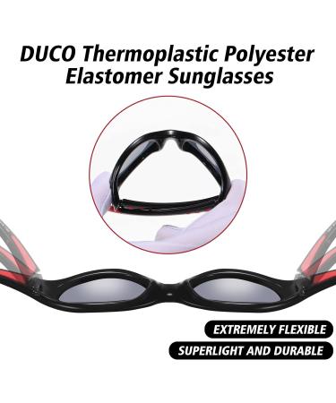 DUCO Baby Polarized Sunglasses with Strap | UV Protection for Newborn Toddler 0-24 Months | Flexible Infant Sunglasses 0-2 Years | Black Frame Red Temple - Buy Online on GoSupps.com