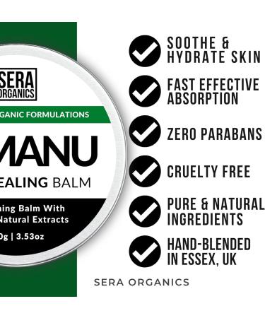 Sera Organics Tamanu & Hemp Cream - Natural Soothing Balm for Dry Itchy Skin Eczema Psoriasis Dermatitis - Organic Handcrafted in the UK (100g) - Buy Online on GoSupps.com