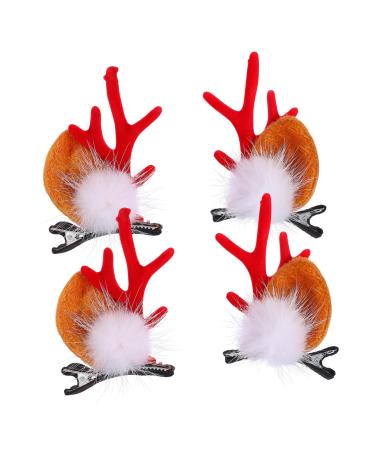 Angoily 2 Pairs Christmas Hair Clips Christmas Antler Hair Clip Billed Hair Clips Christmas Reindeer Antlers Headband Hair Clips Hair Claw Clips for Girls Women Hair Flannel Animal Ear