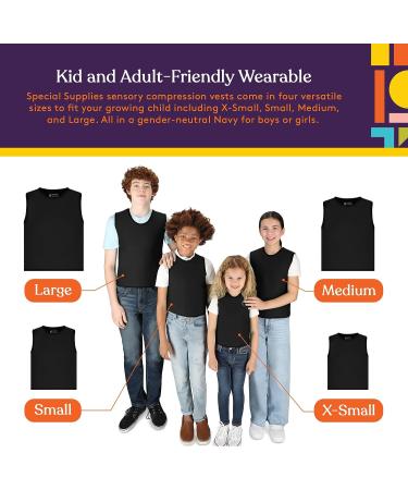 Sensory Compression Vest for Autism & Hyperactivity - Black Large 24x42 inches - Kids & Adults - Breathable & Form-Fitting - Mood Processing Disorders - Special Supplies - Buy Online on GoSupps.com
