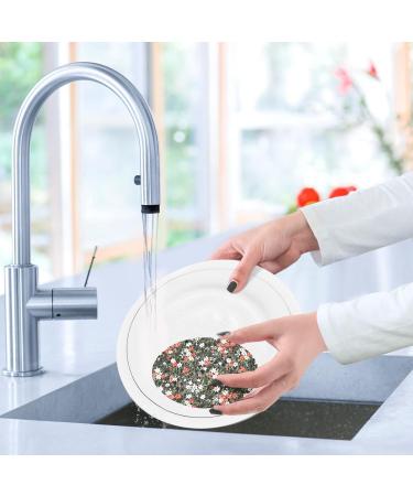 3-Pack Cleaning Kitchen Sponges Oval Pretty Flowers on Dark Kitchen Cellulose Dishwashing Wood Pulp Cotton - Buy Online on GoSupps.com