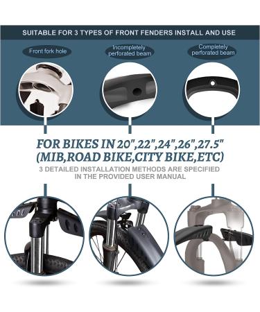 Adjustable Universal Bike Fender Set with Reflective Tape - Full Cover Mud Guards for MTB & Road Bikes (22-27.5 inch) - Buy Online on GoSupps.com