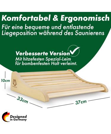 Sauna Headrest Wood 2er Set - Ergonomic Handmade Scandinavian Spruce - Optimal Comfort 37x33cm - Premium Sauna Accessories - Buy Online on GoSupps.com
