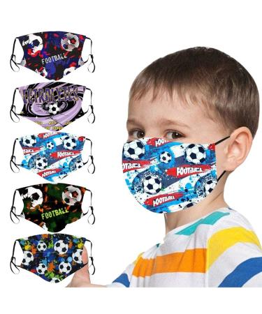 5pcs Children Ball Cute Cartoon Pattern Washable Reusable Adjustable Comfortable Elastic Earloop Face_Mask