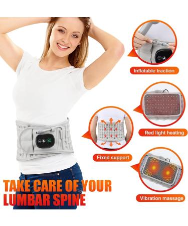 Lower Lumbar Support Back Brace | Decompression Belt with Vibration Massage & Heating | Relief for Sciatica Herniated Disc & Scoliosis - Buy Online on GoSupps.com