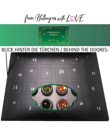 Hallingers Happy Festival Tea Advent Calendar - Vegan & Gluten-Free Green/Golden Stars | Handmade in Screw Glasses | Perfect Mother's & Father's Day Gift | 24er Chanukka Tea Set - Buy Online on GoSupps.com
