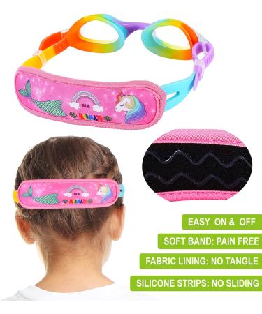 RUIGAO Kids Swim Goggles 3-14 | No Hair Pull | Fabric & Bunge Strap | Rainbow Design - Buy Online on GoSupps.com