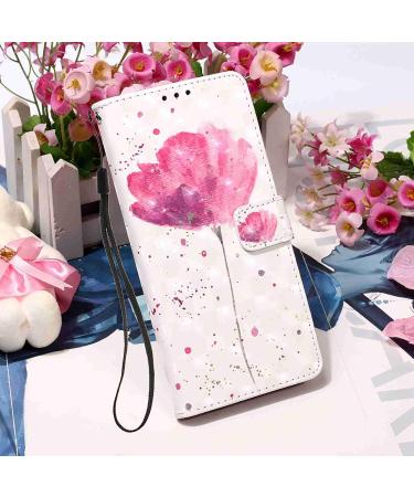 Shiny 3D Pattern PU Leather Wallet Case for Samsung Galaxy A23 - Red Flower Design | Fox Pocket Card Holder - Buy Online on GoSupps.com