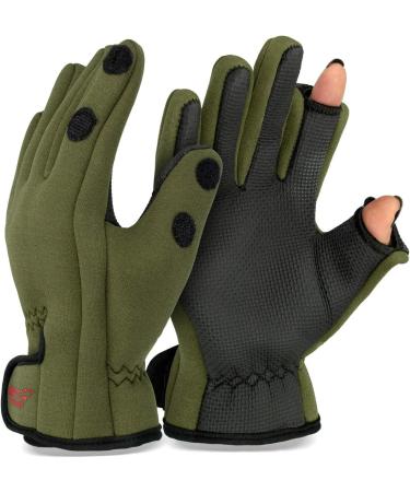 Thermo Fishing Gloves Spin | Neoprene Fishing Gloves for Anglers | Olive Fishing Gloves 3XL - Ultimate Comfort & Grip - Buy Online on GoSupps.com