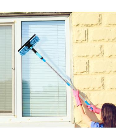 KHZSPP Window Squeegee Kit 2 in 1 Cleaning Squeegee Kit Rotatable Double Sides Window Washing Kit for Window Car Shower Glass Door Mirror Indoor Outdoor(Blue)