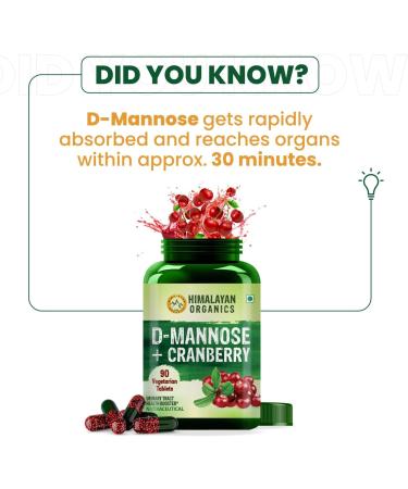 Buy Organics D-MANNOSE + Cranberry Supplement for Kidney Health | Antioxidant for Bladder Infections & UTI | 90 Tablets for Men & Women | International Shipping Available - Buy Online on GoSupps.com