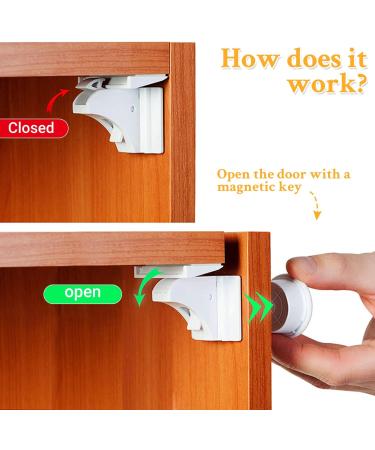8 Magnetic Child Safety Cupboard Locks with 2 Keys - Easy Install for Kitchen Cupboards & Drawers - Buy Online on GoSupps.com