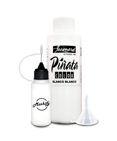 Jacquard Pinata White Alcohol Ink Made in USA - Blanco Blanco Color 4fl oz - Works Great with Resin and Yupo - Pinata Alcohol Inks - White Ink Bundled with Moshify 20 mL Applicator Bottle