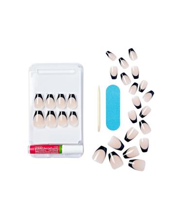 Buy KISS Salon Acrylic French Press-On Nails - Dark Black Coffin Shape with Glue & Accessories | 28 Nails - Buy Online on GoSupps.com