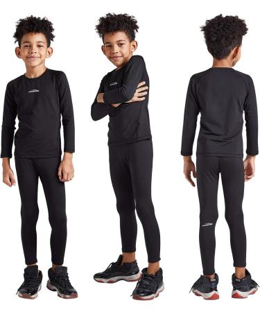 Coolomg Thermo Shirt for Boys & Girls - Compression Baselayer Top Warm T-Shirt for Kids & Teens - Size L Black - Buy Online on GoSupps.com
