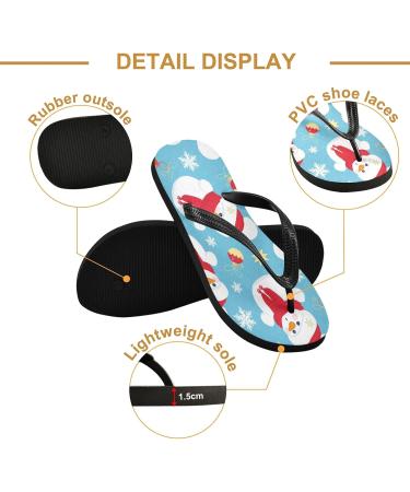 Mnsruu Christmas Snowman Flip-Flops | Blue Snowflakes for Home Hotel & Travel | XXL for Men & Women - Buy Online on GoSupps.com