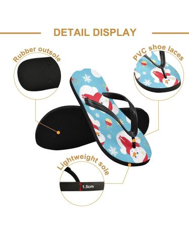 Mnsruu Christmas Snowman Flip-Flops - Blue Snowflakes for Home Hotel Spa & Travel | Unisex Comfort - Buy Online on GoSupps.com