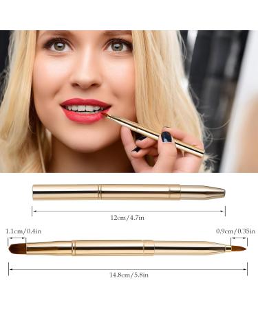 Retractable Dual End Lip Makeup Brush | Portable Lipstick & Concealer Brushes - Gold - Buy Online on GoSupps.com