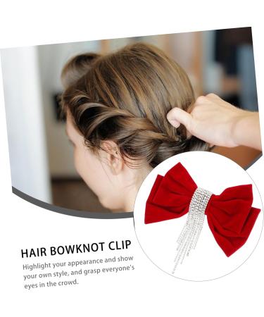 Beaupretty Crystal Decor hairpin bowknot headwear hair bows big hair bow barrette red hair for women Crystal Hair Bow Barrettes hair bow tie French rhinestones clip Wedding Hair Accessories - Buy Online on GoSupps.com