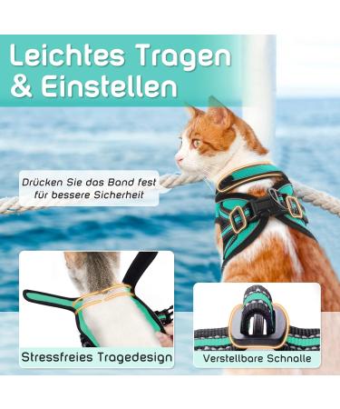 Aokcats Adjustable Cat Leash & Dishes Set | Outbreak-Proof Harness & Soft Reflective Gear for Cats & Rabbits - Green - Buy Online on GoSupps.com