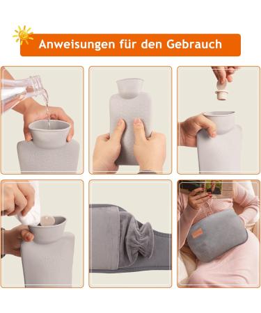 Fesaizwi 1L Heat Bottle Belt - 3 in 1 Portable PVC Heat Pack with Soft Cover & Waist Cover for Neck Shoulder & Back Relief - Minimalistic Gray Design - Buy Online on GoSupps.com