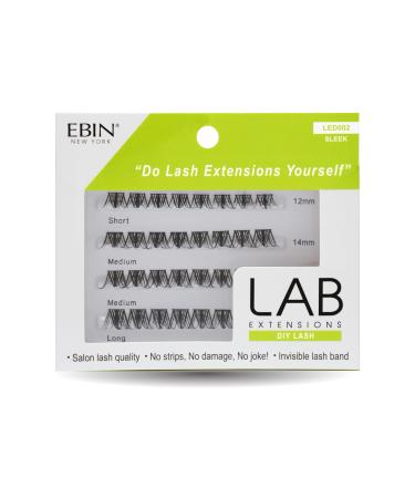 LAB Extensions DIY False Eyelashes - Sleek Style Cluster Lashes in 3 Lengths for Salon-Quality Finished Look Invisible Band Soft & Sleek Easy to Customize Reusable Cruelty Free