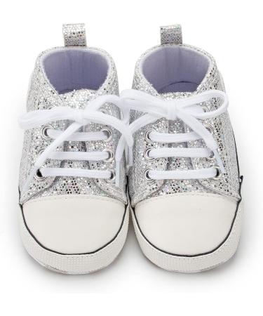 BAIELey Baby High Top Canvas Sneakers - Silver, 0-6 Months - Buy Online on GoSupps.com