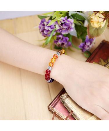 JSDDE 7 Chakra Bracelet - Lava Stone Zen Buddhism Bangle for Healing & Energy Therapy | Yoga Balance Buddha Gemstone Jewelry - Buy Online on GoSupps.com