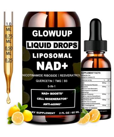 NAD Supplements for Women & Men, Liposomal NAD Nicotinamide Riboside Resveratrol 900mg w. B3 Vitamin Quercetin TMG, Liquid Resveratrol NAD Plus Supplement for Anti-Aging Energy Focus Longevity