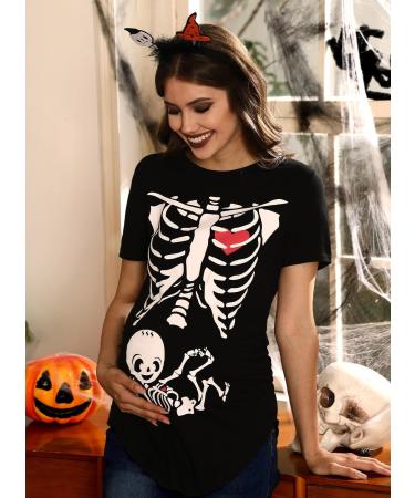 G and PL Halloween Pregnancy Womens Top Maternity Funny Graphic Shirt - Skeleton Design | S-XXL - Buy Online on GoSupps.com