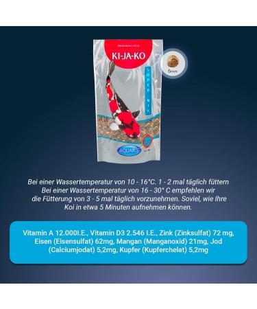 KI-JA-KO Super Mix Premium Wellness Koi Food 1 kg / 6mm with carotenoids and Vitamin E for a healthy immune system - Buy Online on GoSupps.com