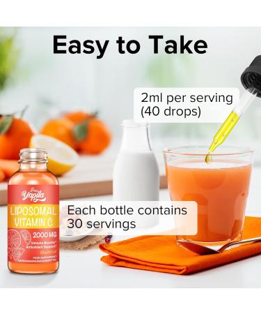 Liposomal Vitamin C 2000mg Liquid Supplement - High Strength for Maximum Absorption - Vegan, Non-GMO, Gluten-Free - 60ml (Pack of 1) - Buy Online on GoSupps.com