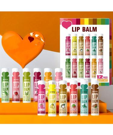 12 Pack Lip Balm Natural Moisturizing Lip Balm with Vitamin E Lip Balm for Repairing Dry and Chapped Lips - Buy Online on GoSupps.com