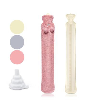 HomeWit heat bottle with soft cover long hot water bottle with soft cover 2 liter hose heat bottle 73 x 13cm for waist and shoulder neck heat bottle - vintage pink modern - Buy Online on GoSupps.com