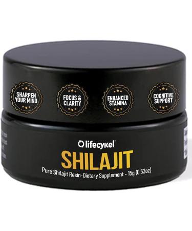 Lifecykel Pure Shilajit Resin 15g | Wild-Harvested Mineral-Rich Shilajit Supplement for Strength | Third-Party Tested Premium Quality | Natural Flavouring - Buy Online on GoSupps.com